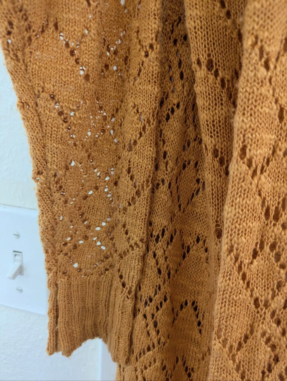 Lightweight Open-Knit Pumpkin Cardigan Sweater